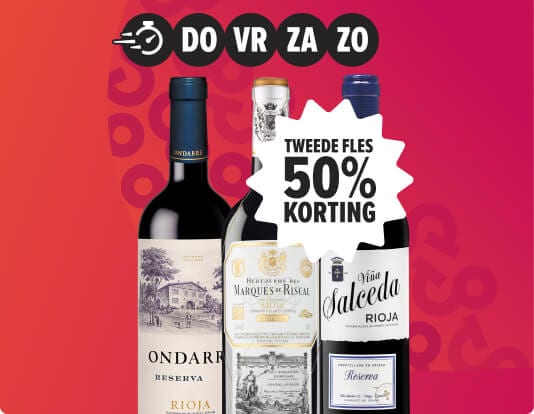 weekenddeal rioja fles 50% korting